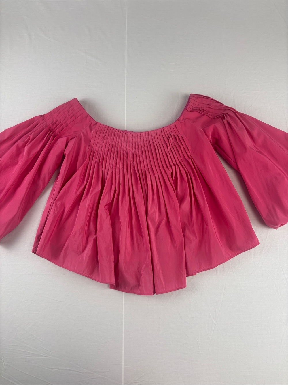 Hyacinth House Portia Pleated Pink Off the Shoulder Blouse Top